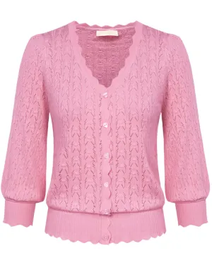 3/4 Sleeve Cardigan V Neck Button Down Sweaters Ribbed Knit Shrug Crochet Cropped Cardigan