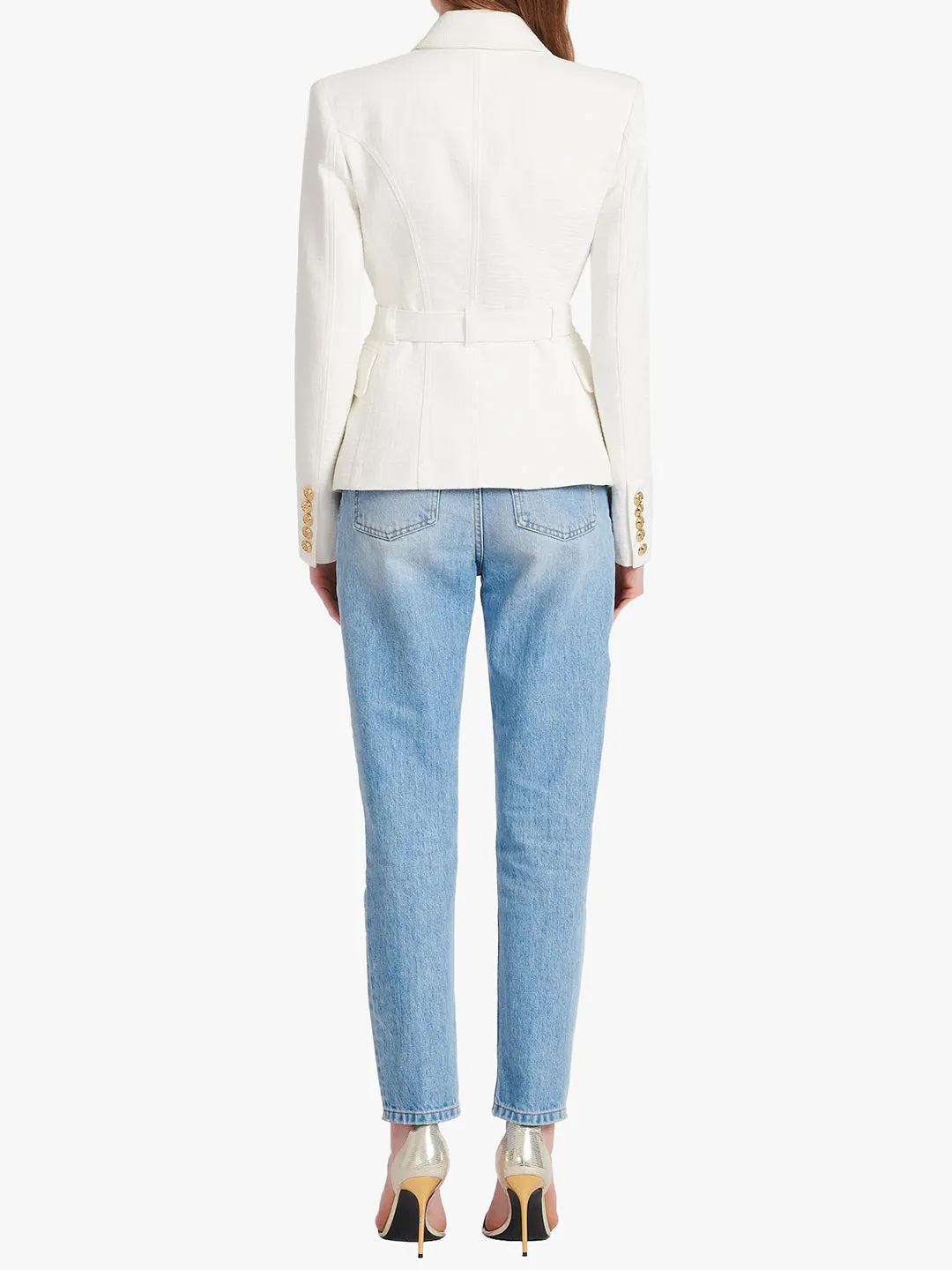 Balmain Belted Waist Monogram Jackets