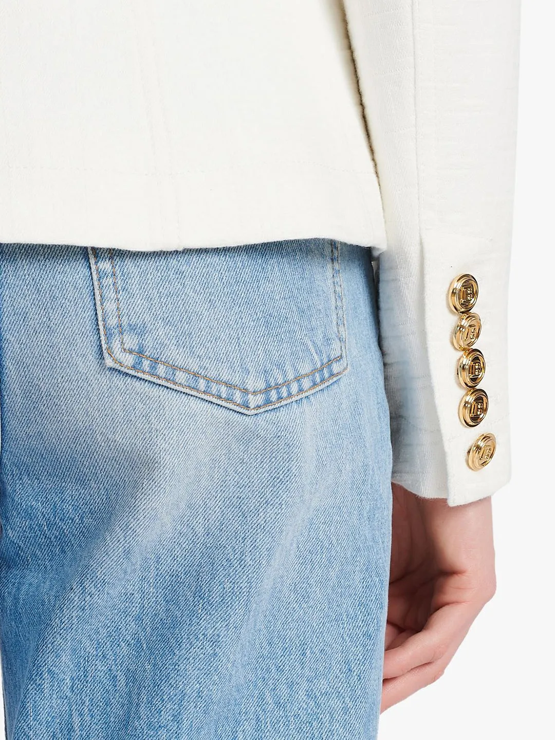 Balmain Belted Waist Monogram Jackets