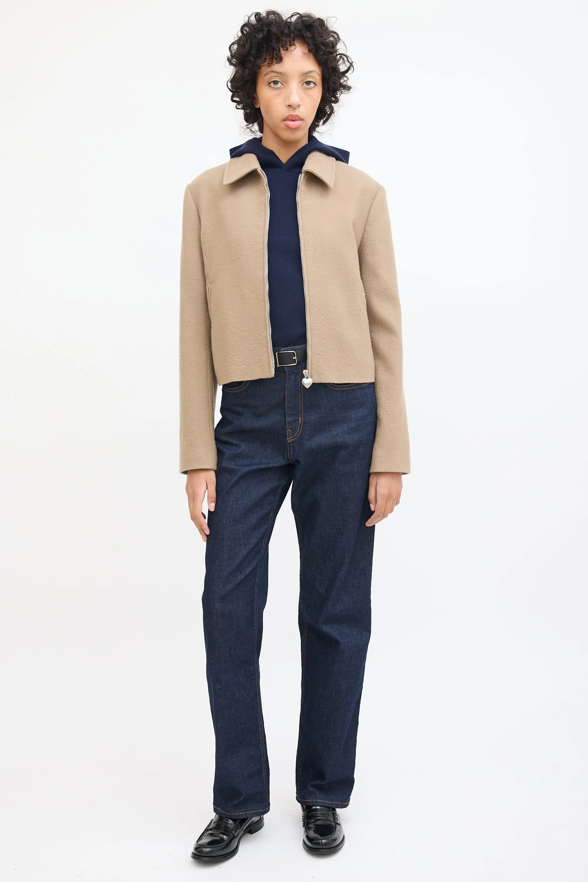 Brown Wool Zip Jacket