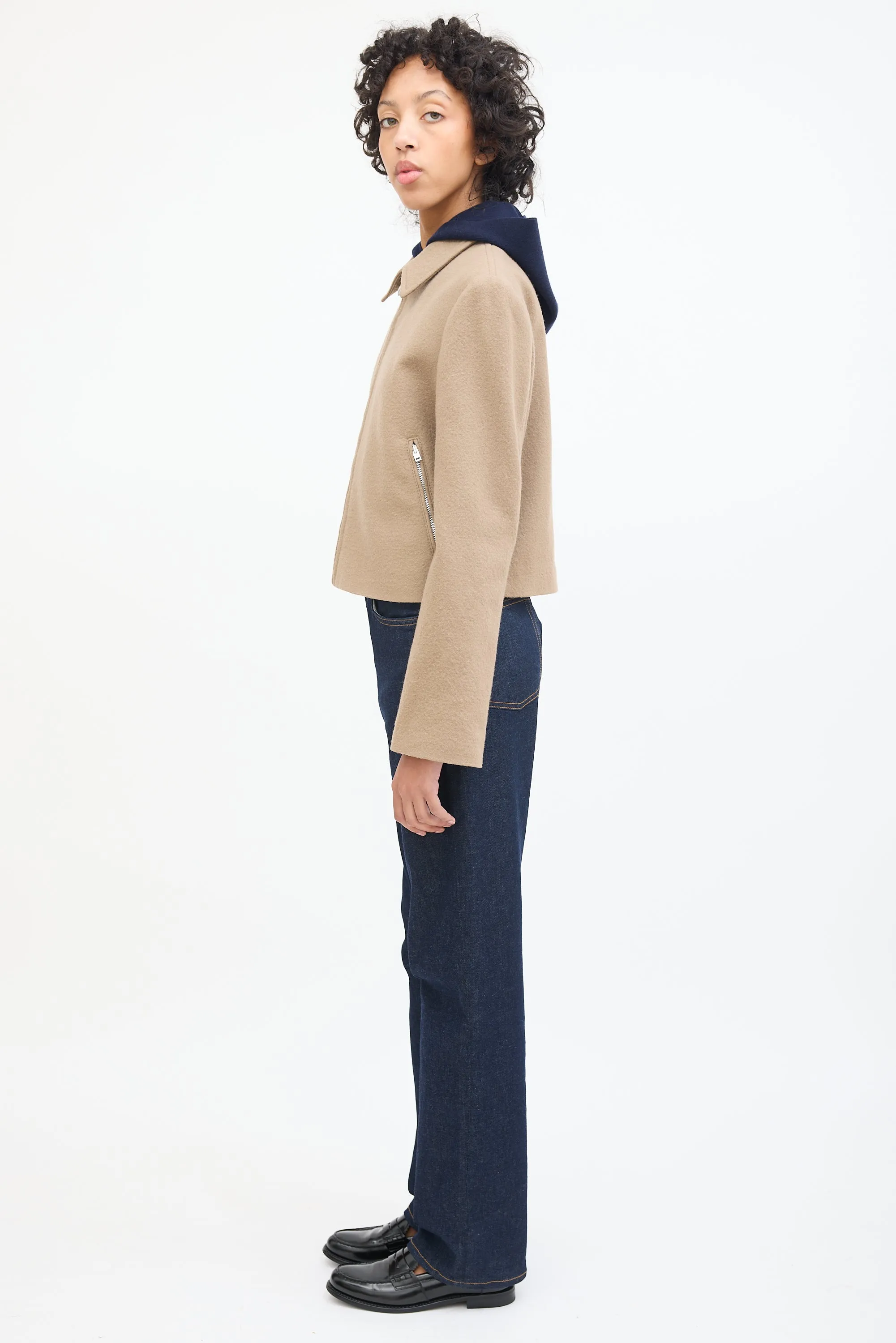 Brown Wool Zip Jacket