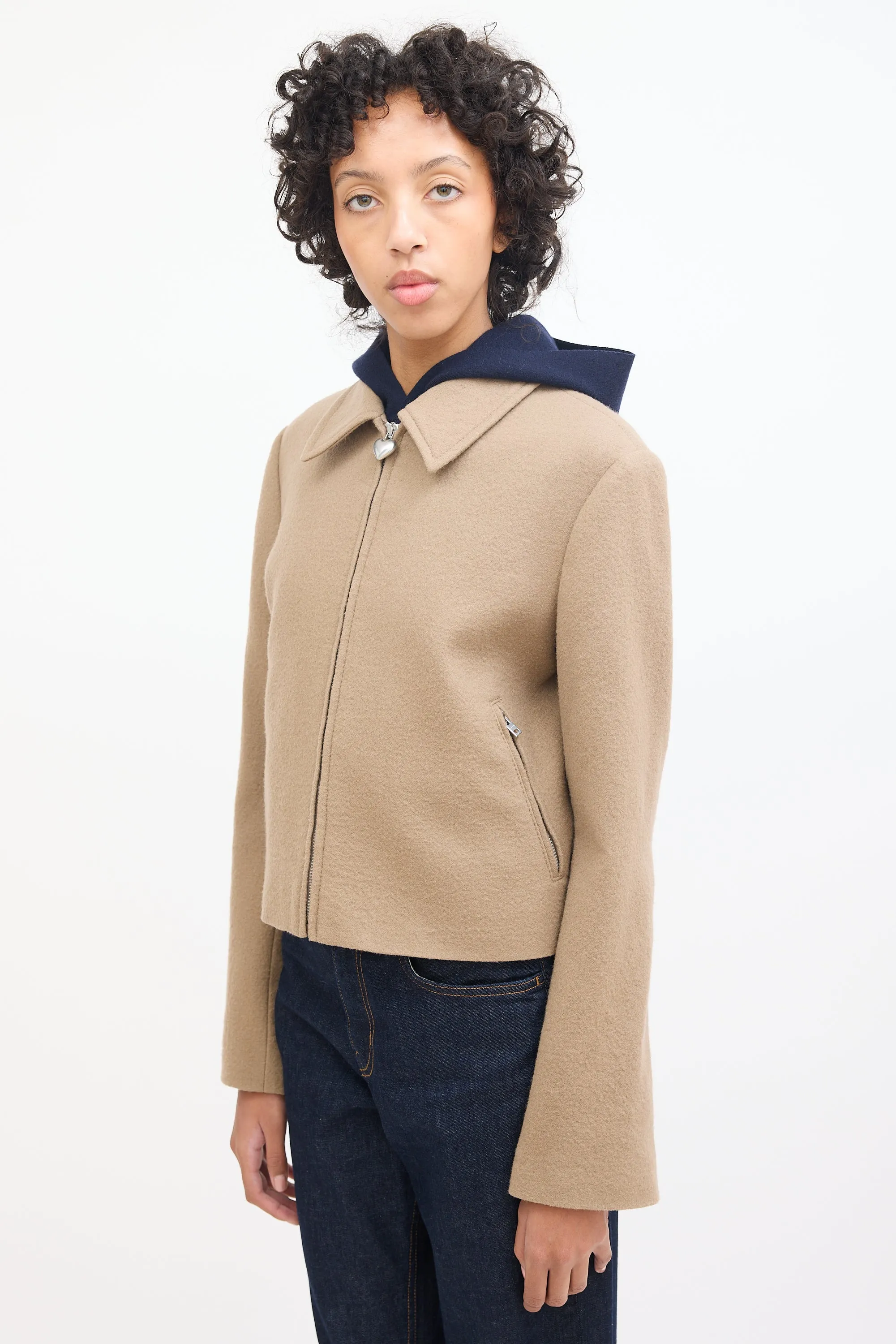Brown Wool Zip Jacket