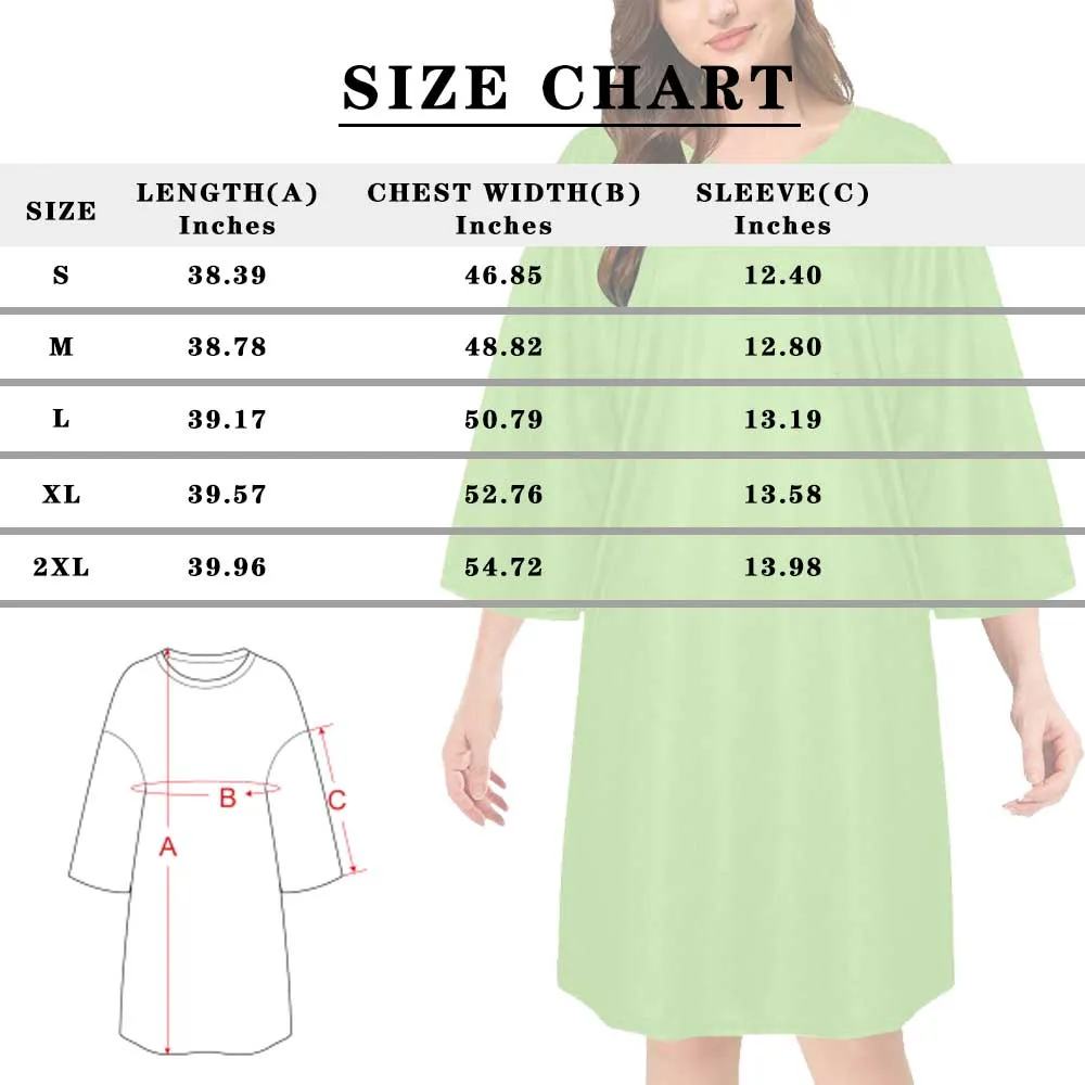 Custom Dog Face Women's Oversized Sleep Tee Nightdress Personalized Loose Nightshirt