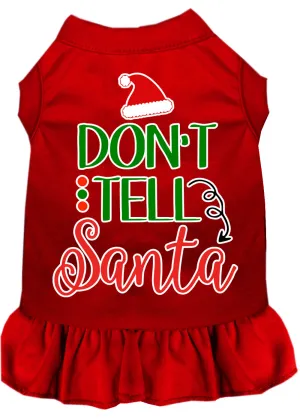 Don't Tell Santa Screen Print Dog Dress Red Sm