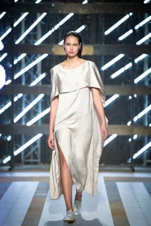 Grey Cotton Satin Dress