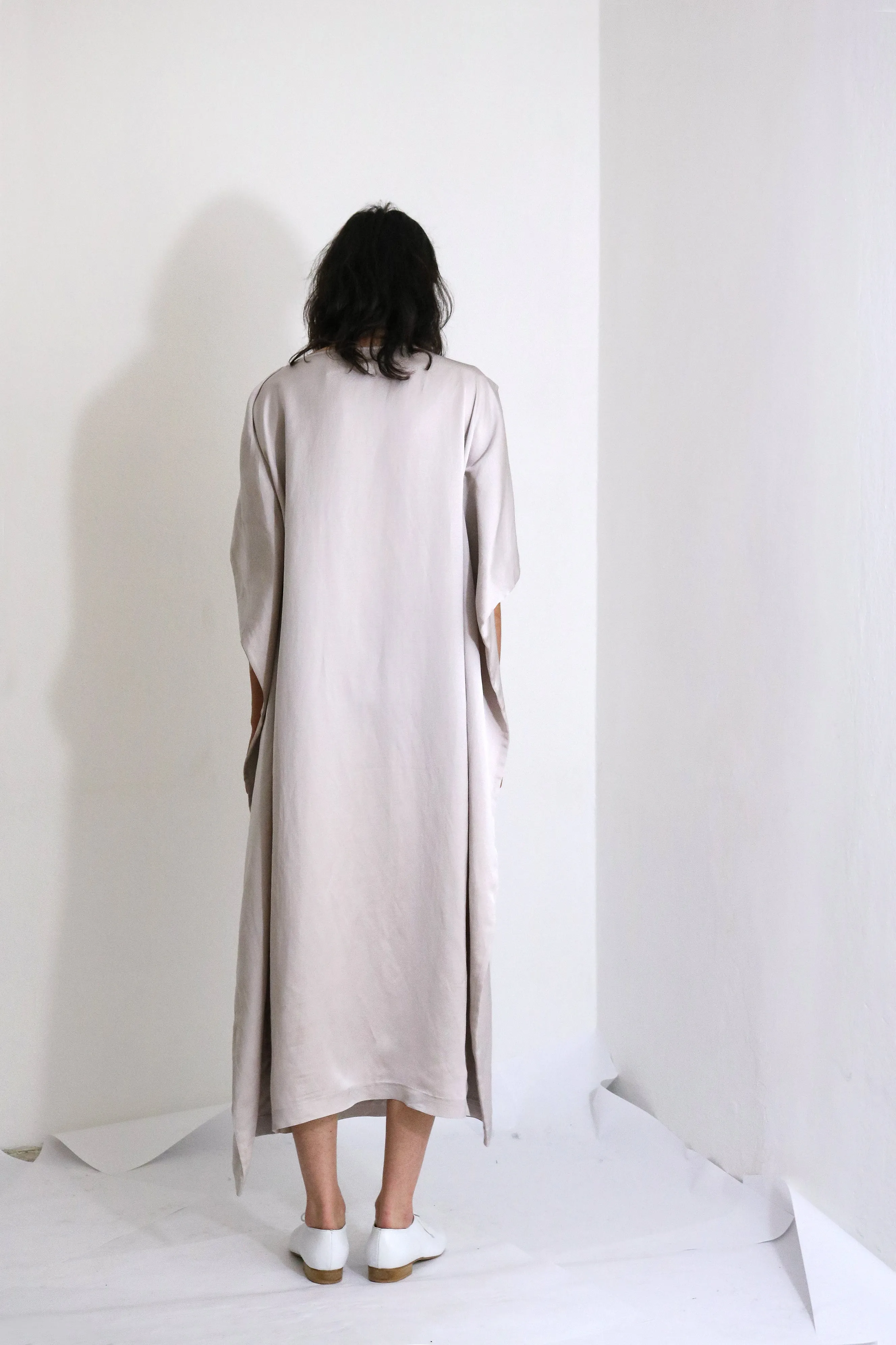 Grey Cotton Satin Dress