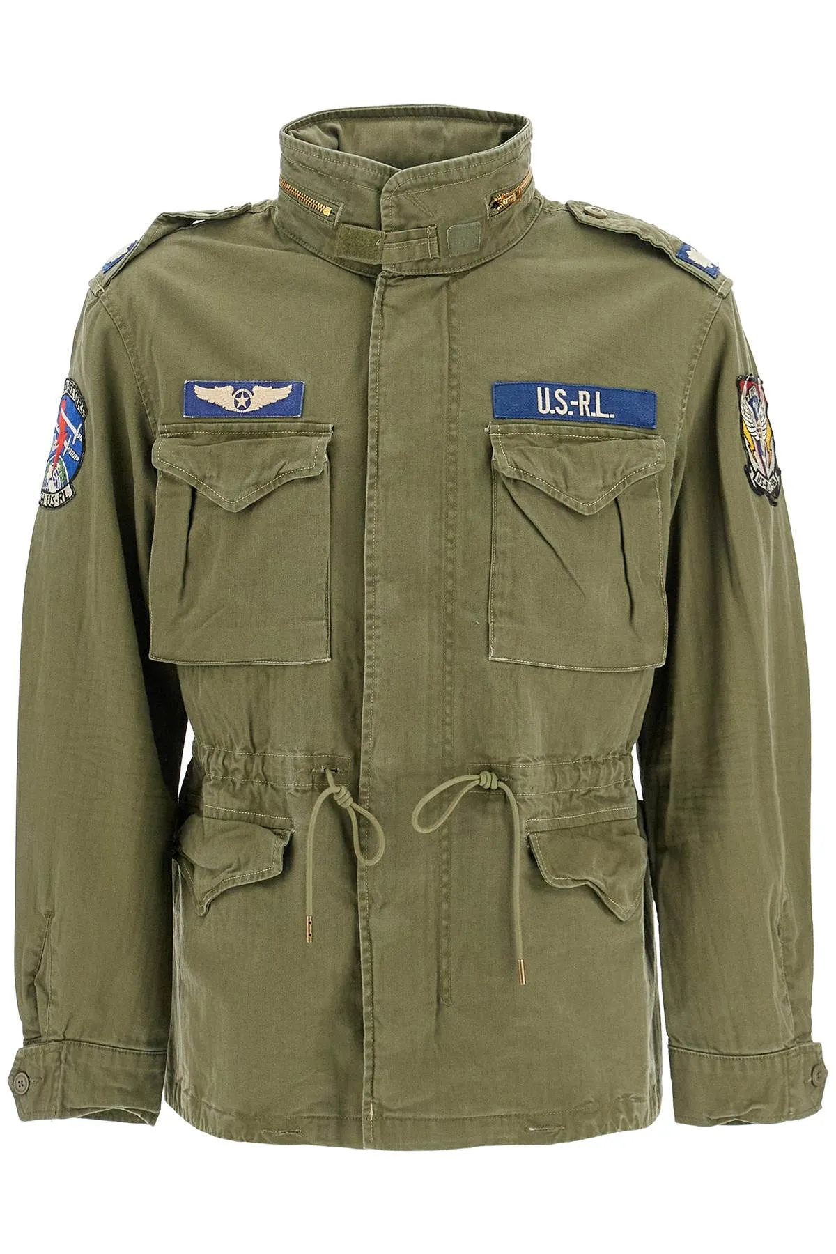 herringbone military jacket 710961616001 OLIVE MOUNTAIN W/ PATCHES