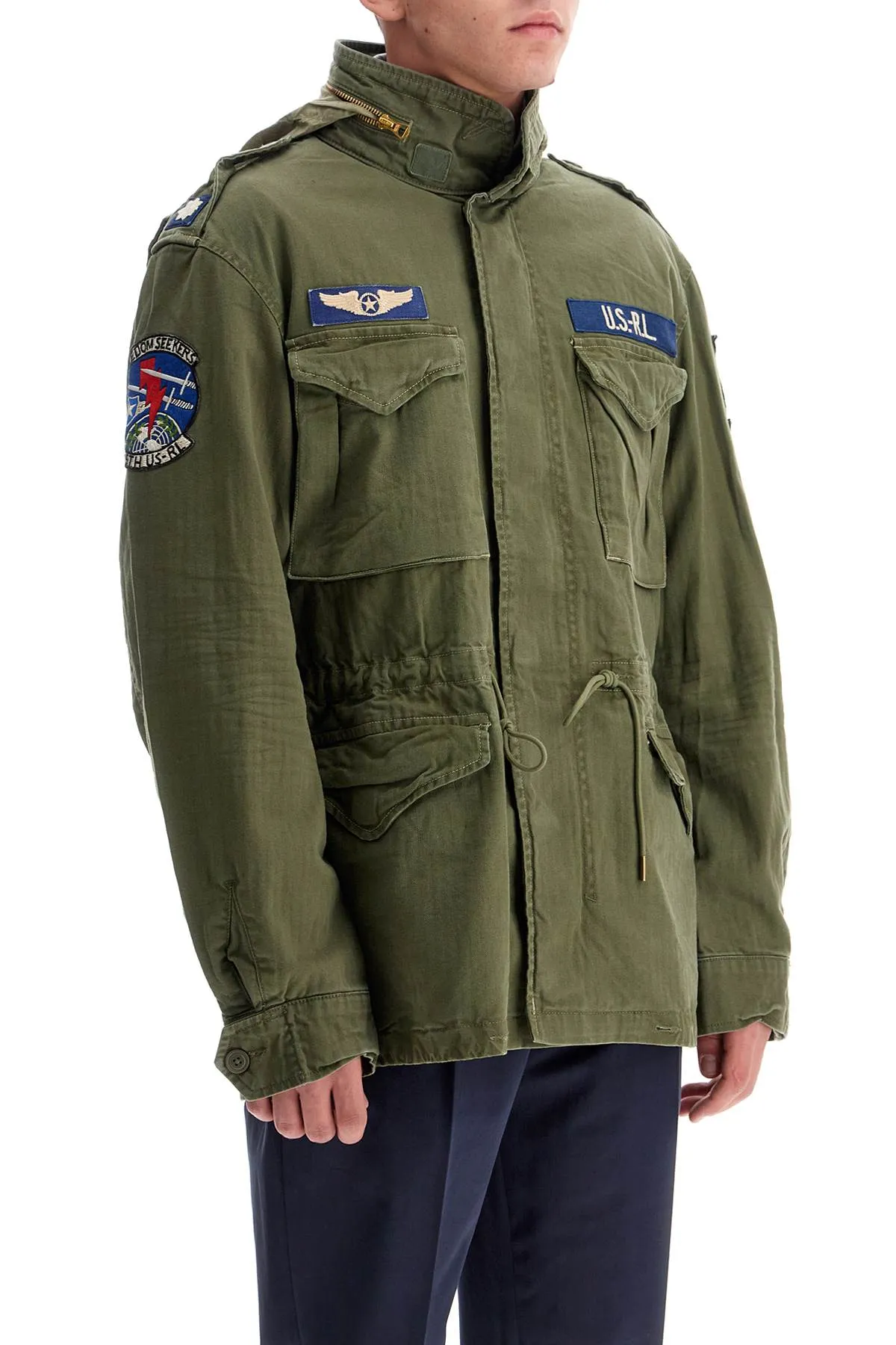 herringbone military jacket 710961616001 OLIVE MOUNTAIN W/ PATCHES