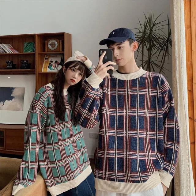 [Korean Style] Dara Oversized Plaid Patchwork Sweatshirts