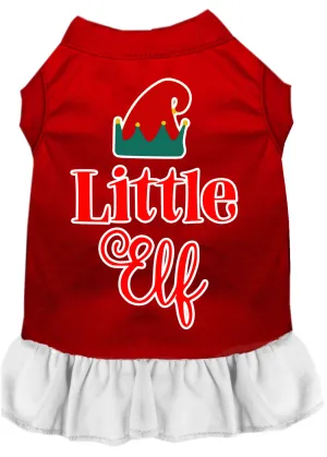 Little Elf Screen Print Dog Dress Red With White Xl