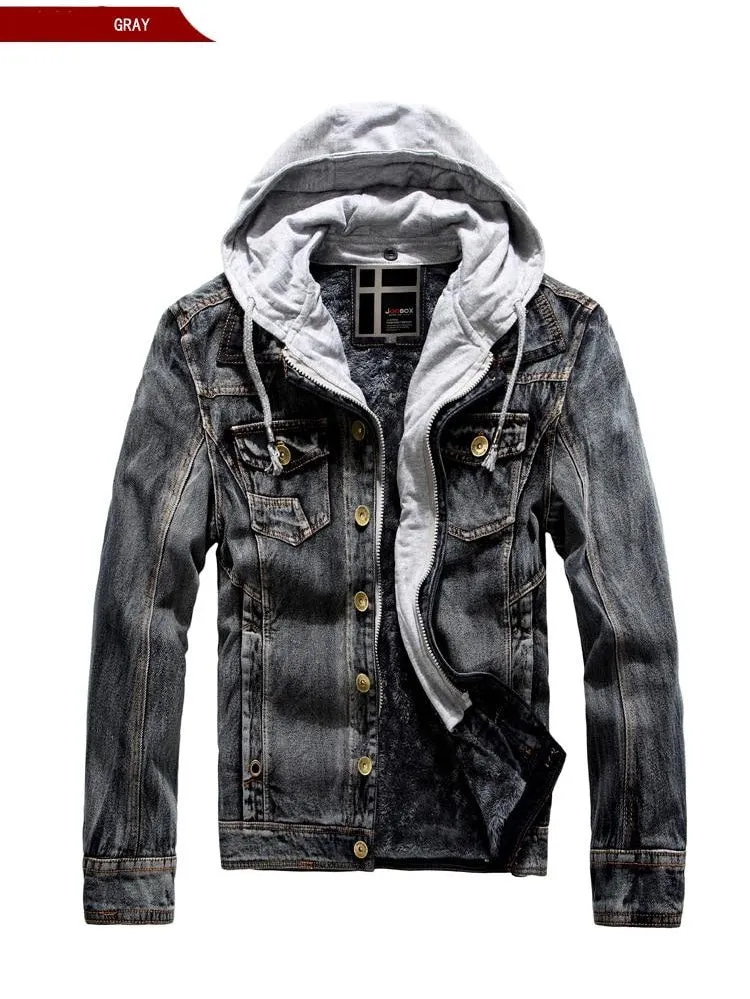 Men's Insulated Hooded Denim Jacket