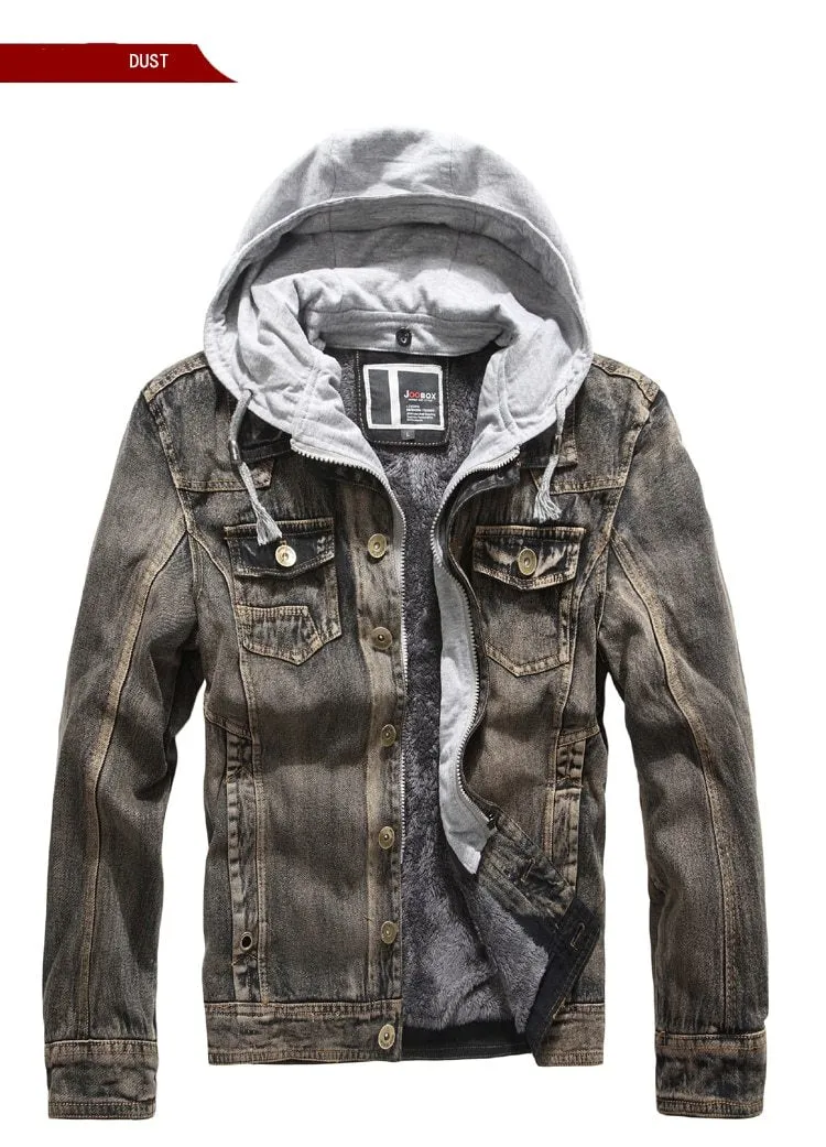 Men's Insulated Hooded Denim Jacket