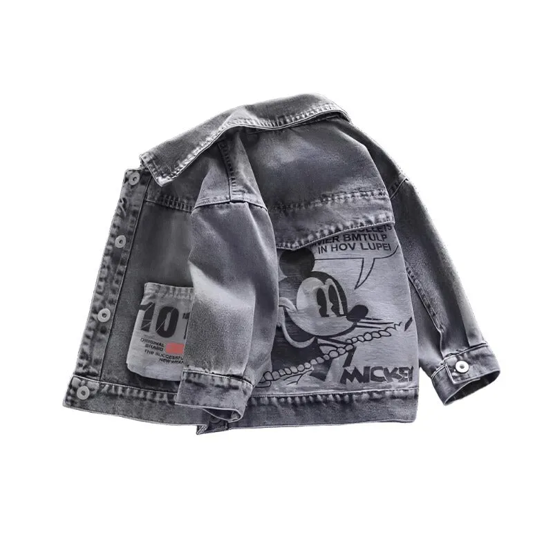 Mickey Patterned Denim Jackets