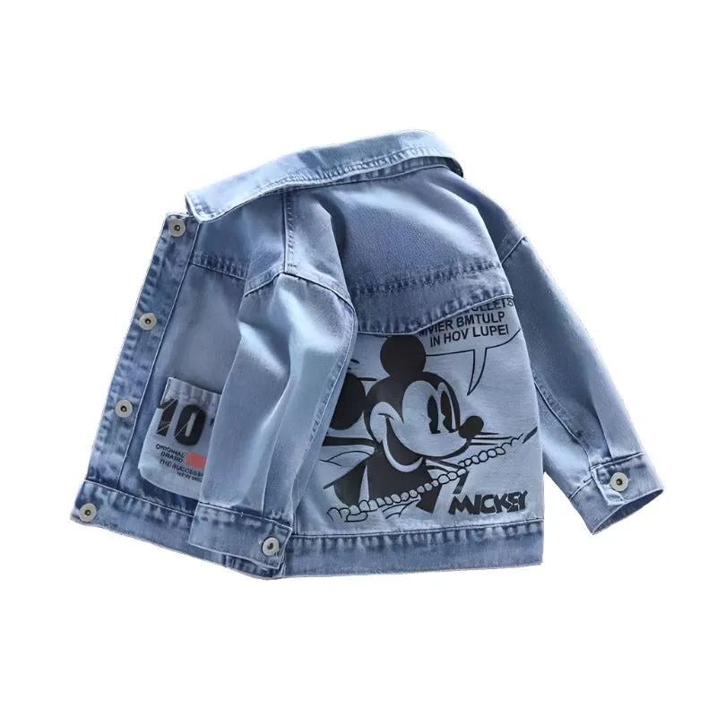 Mickey Patterned Denim Jackets