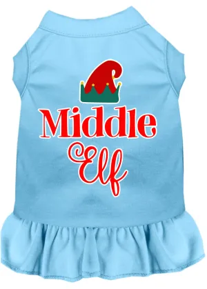 Middle Elf Screen Print Dog Dress Baby Blue 4x