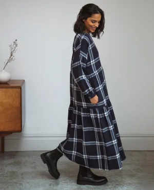 Mirabelle-Kay Organic Cotton Dress In Navy & White Check