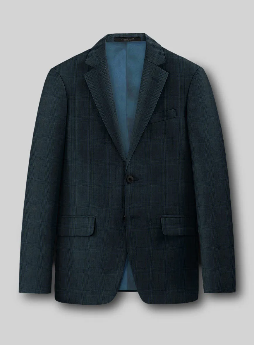 Napolean Xina Tartan Teal Blue Wool Jacket