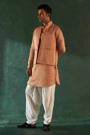 Pink Silk Tissue Nehru Jacket