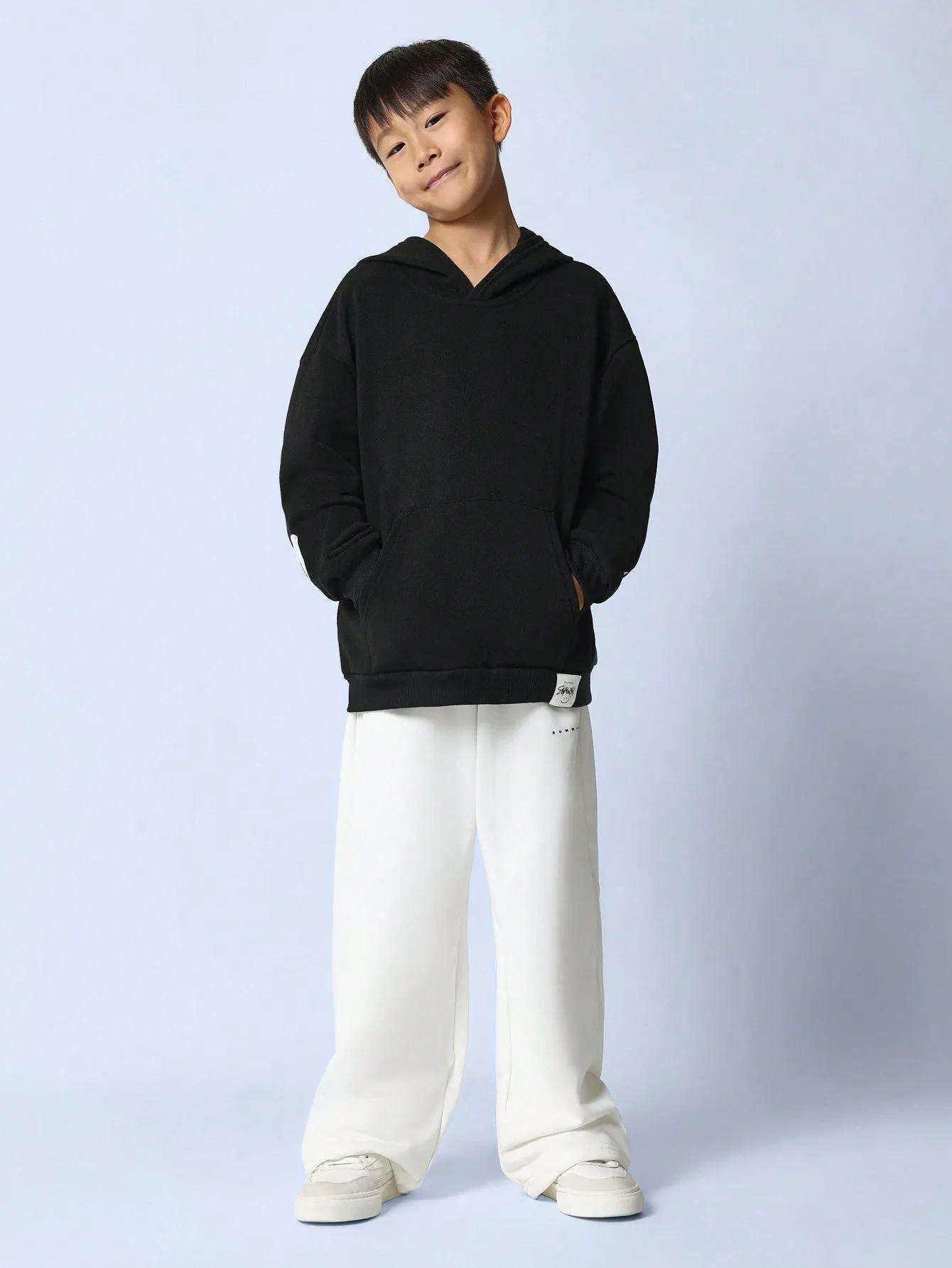 Tween Boys Comfy Christmas Regular Fit Overhead Hoodie With Back Slogan Graphic Print