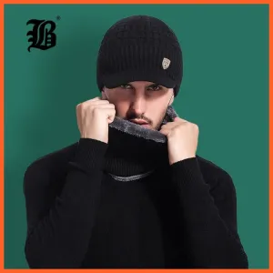 Unisex Skullies Beanies Men Scarf Knitted Cap |   Warm Wool Thick Winter Hats For Men Women Beanie