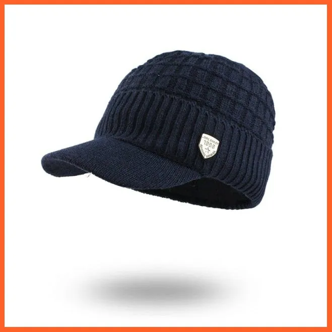 Unisex Skullies Beanies Men Scarf Knitted Cap |   Warm Wool Thick Winter Hats For Men Women Beanie