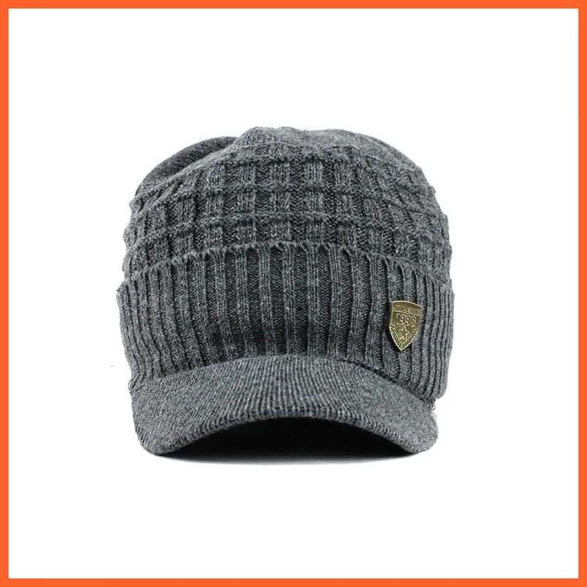 Unisex Skullies Beanies Men Scarf Knitted Cap |   Warm Wool Thick Winter Hats For Men Women Beanie