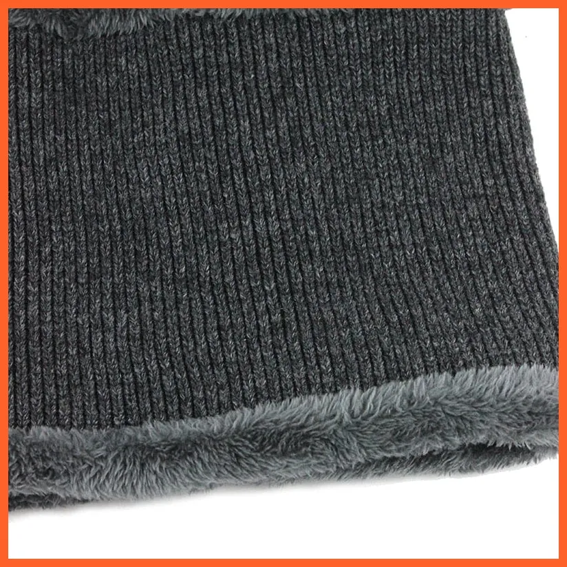 Unisex Skullies Beanies Men Scarf Knitted Cap |   Warm Wool Thick Winter Hats For Men Women Beanie