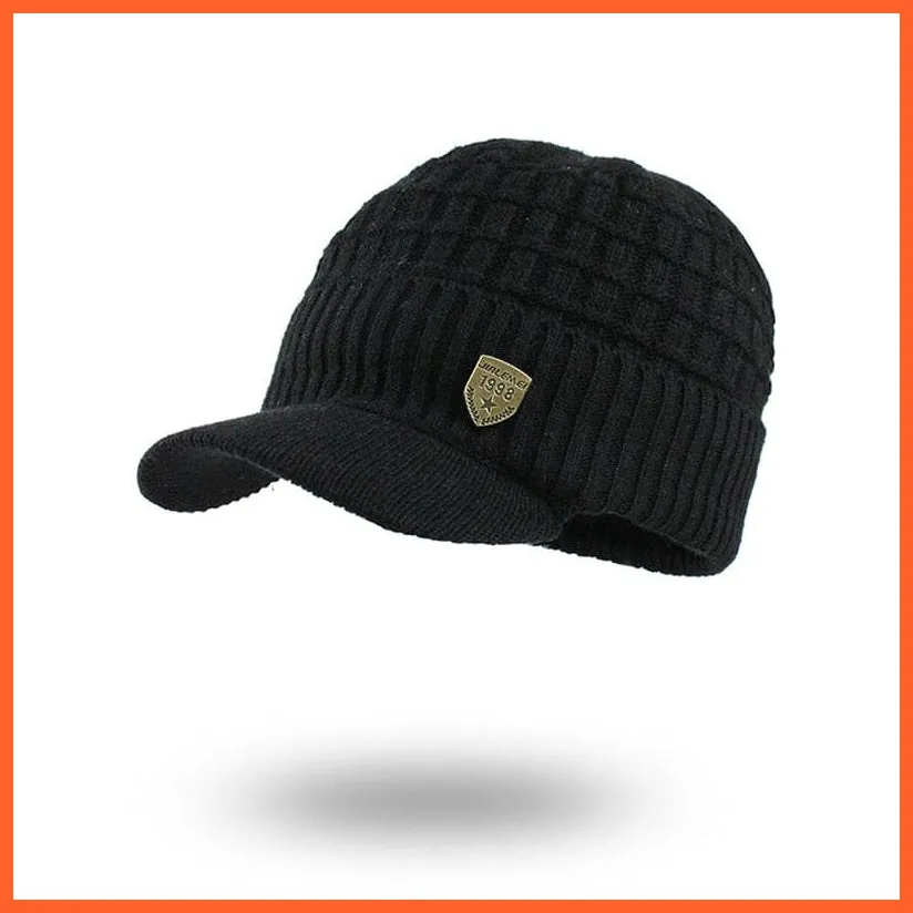 Unisex Skullies Beanies Men Scarf Knitted Cap |   Warm Wool Thick Winter Hats For Men Women Beanie