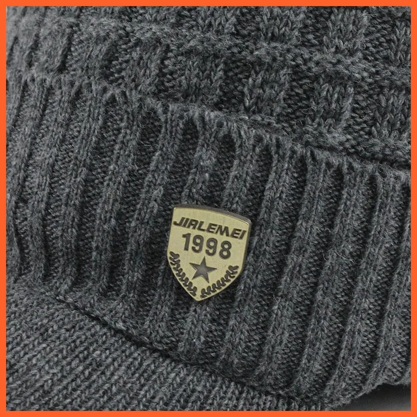 Unisex Skullies Beanies Men Scarf Knitted Cap |   Warm Wool Thick Winter Hats For Men Women Beanie