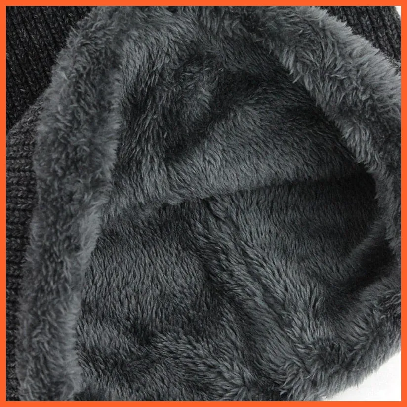 Unisex Skullies Beanies Men Scarf Knitted Cap |   Warm Wool Thick Winter Hats For Men Women Beanie