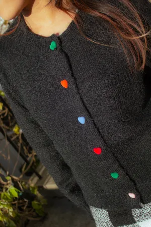 Velvet Button Heart Cardigan