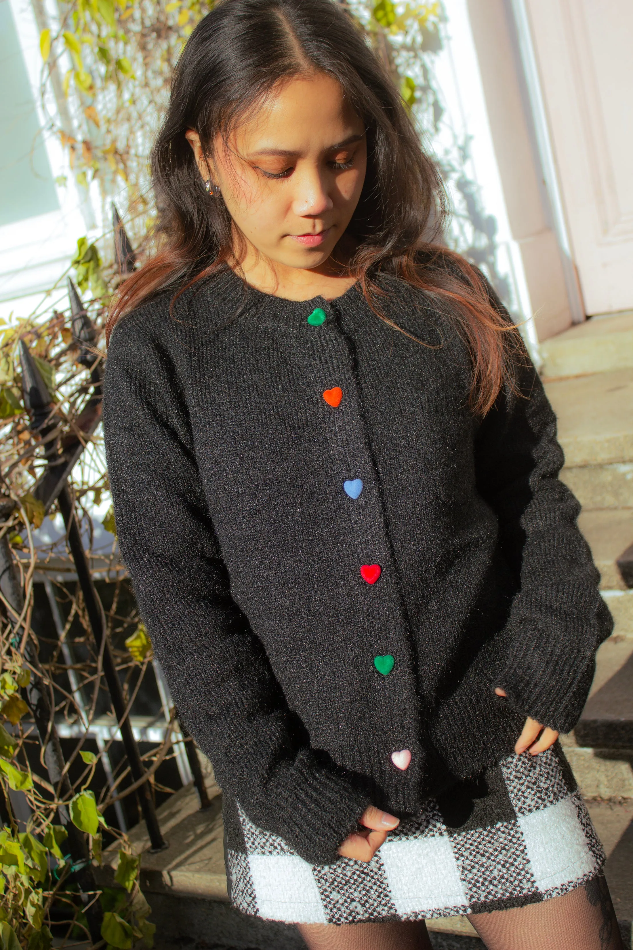 Velvet Button Heart Cardigan